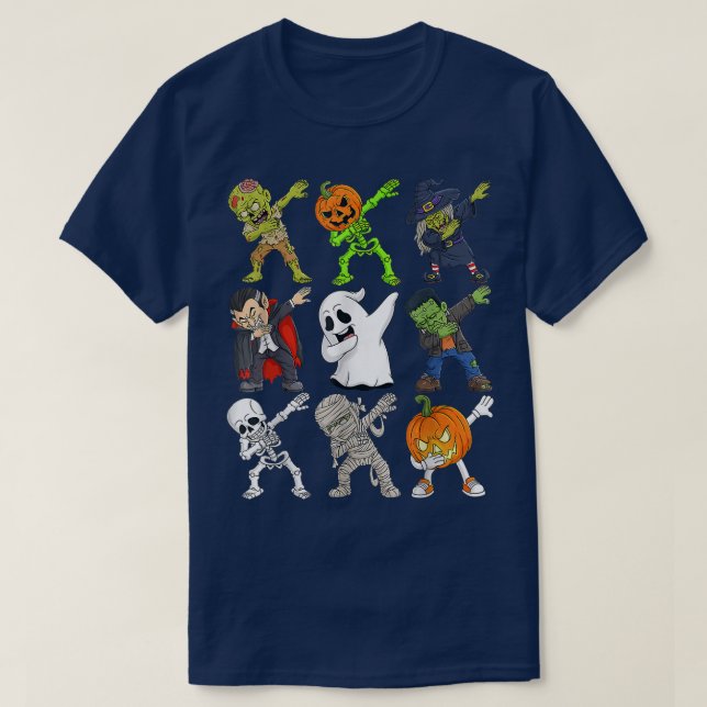 Dabbing Halloween Zombie Skeleton Scary Pumpkin Va T Shirt (Design framsida)