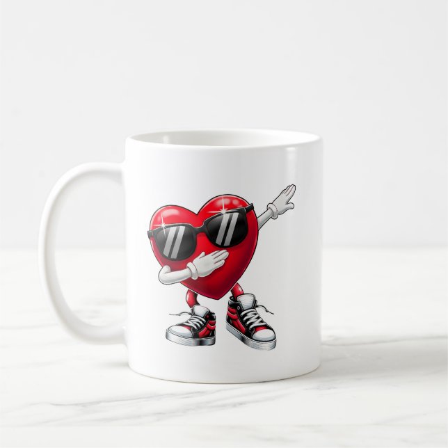Dabbing Heart Cool Love Valentine Kaffemugg (Vänster)