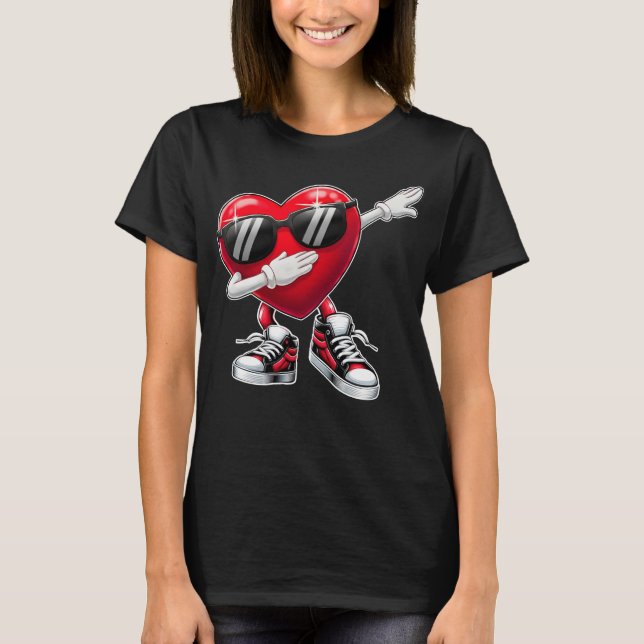 Dabbing Heart Cool Love Valentine T Shirt (Framsida)