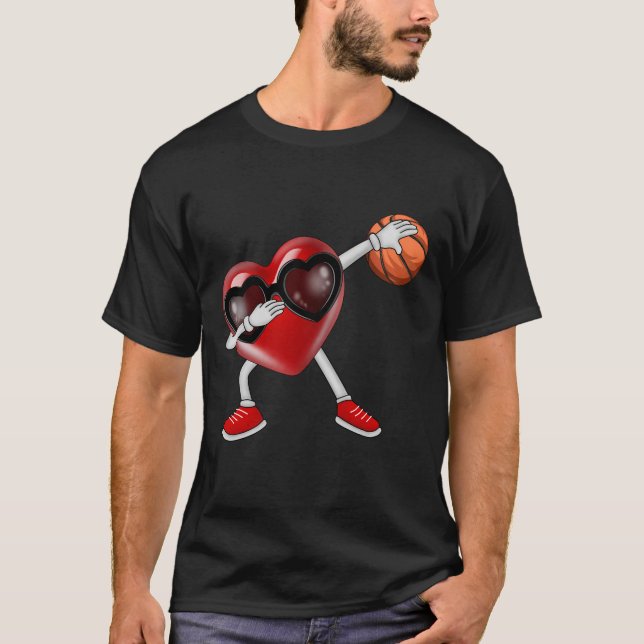 Dabbing Heart Dab Cute Valentines day Basketball T Shirt (Framsida)