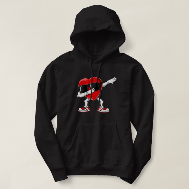 Dabbing Heart Funny ger Manar Kids Boys Valentine Hoodie (Design framsida)