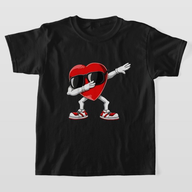 Dabbing Heart Funny ger Manar Kids Boys Valentine T Shirt (Laydown)