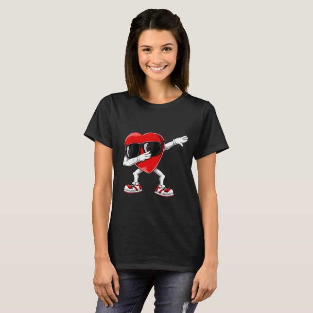 Dabbing Heart Funny ger Manar Kids Boys Valentine T Shirt (Hel framsida)
