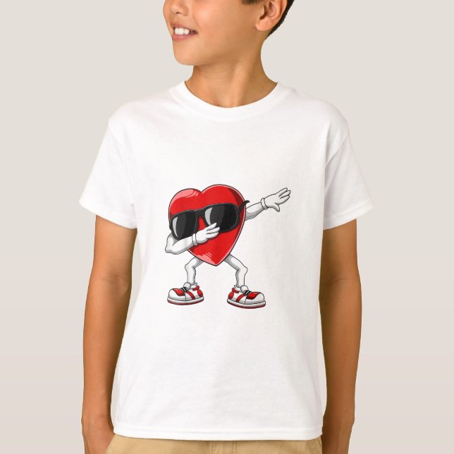 Dabbing Heart Funny ger Manar Kids Boys Valentine T Shirt (Framsida)