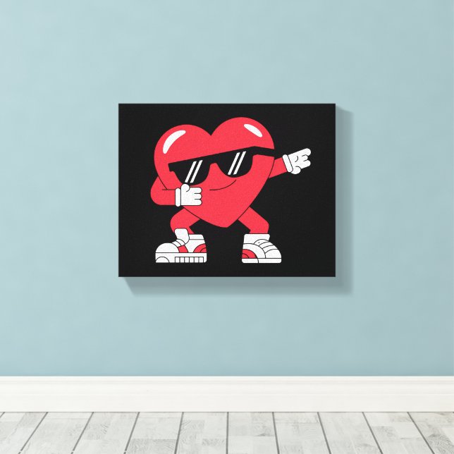 Dabbing Heart Funny Gifts Valentines day Canvastryck (Insitu (trägolv))