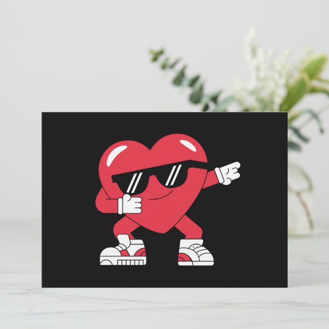 Dabbing Heart Funny Gifts Valentines day Inbjudningar (Stående Fram)