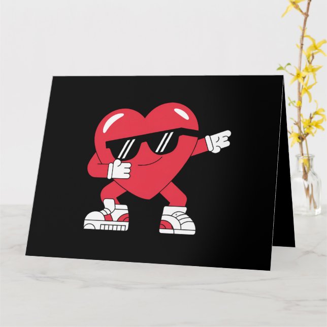 Dabbing Heart Funny Gifts Valentines day Kort (Gul blomma)