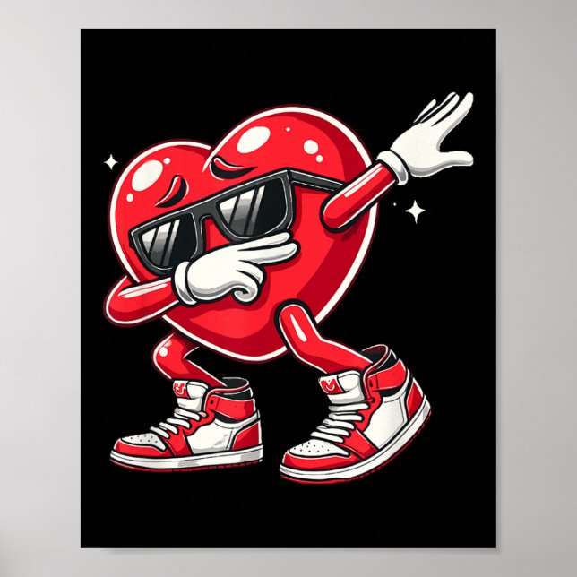 Dabbing Heart Funny Valentines day _ Manar Kids Bo Poster (Framsidan)