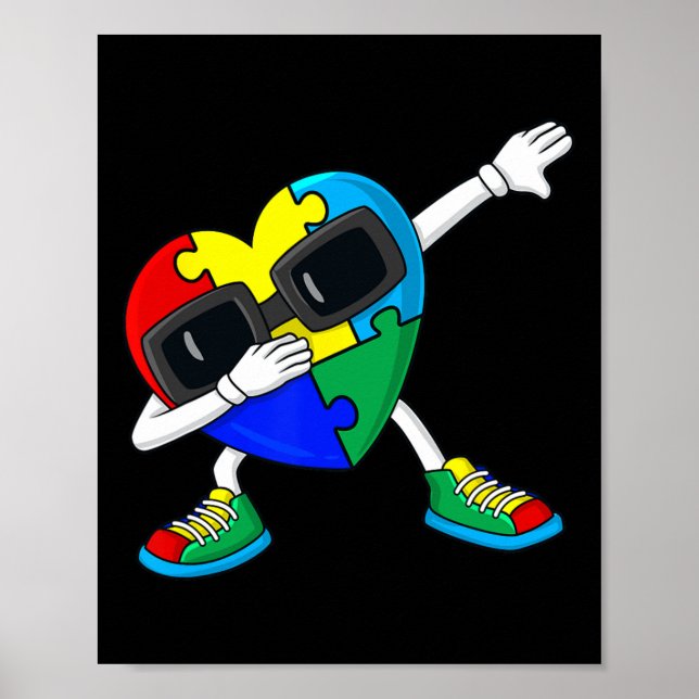 Dabbing Heart Puzzle Delar Autism Dab Boys Girls Poster (Framsidan)