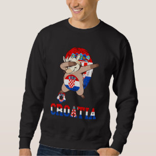 Dabbing Hedgehog Kroatiens kroatiska Flagga Hrvats Lång Ärmad Tröja
