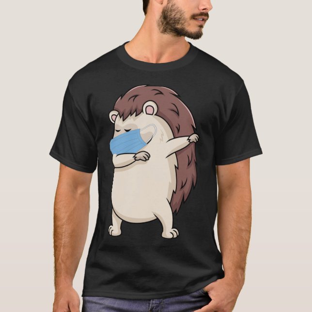 Dabbing Hedgehog with Ansikte Mask Dab Bunny T Shirt (Framsida)