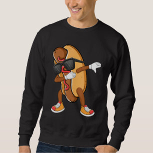 Dabbing Hett Hund Wearing Sunglasses Dab Dance Gir Lång Ärmad Tröja