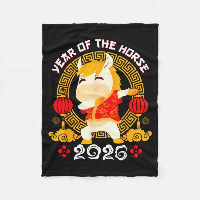Dabbing Horse Chinese New Year Of The Horse2026  Fleecefilt (Framsidan)