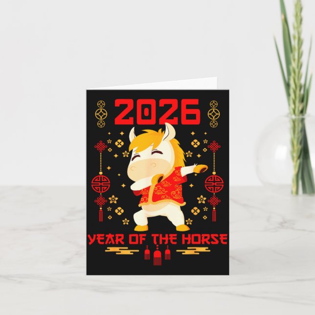 Dabbing Horse Chinese New Year Of The Horse2026  Kort (Framsida)