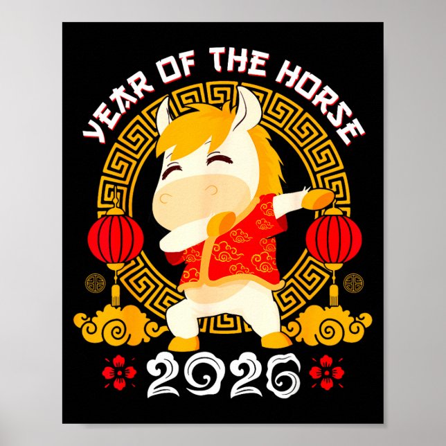 Dabbing Horse Chinese New Year Of The Horse2026  Poster (Framsidan)