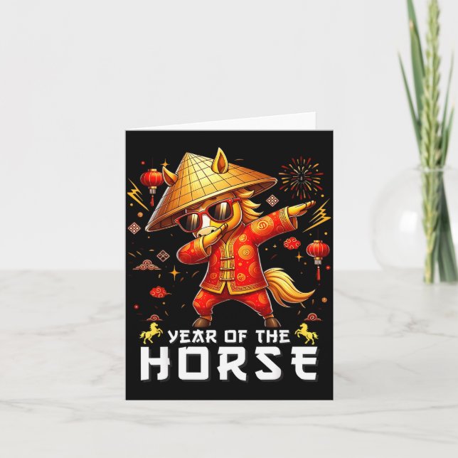 Dabbing Horse Lunar Chinese New Year Of The Horse  Kort (Framsida)