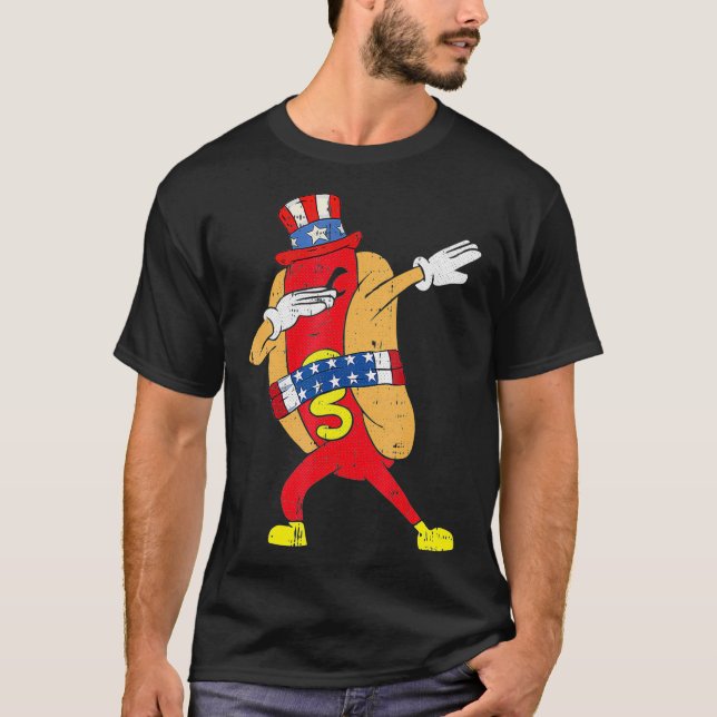 Dabbing Hotdog 4:e juli: Luso Patriotic T Shirt (Framsida)