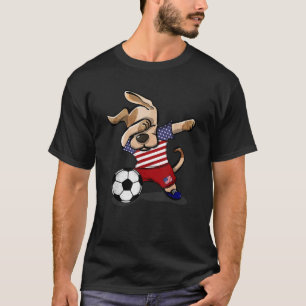 Dabbing Hund America Ocer Fläkt USA flagga T Shirt