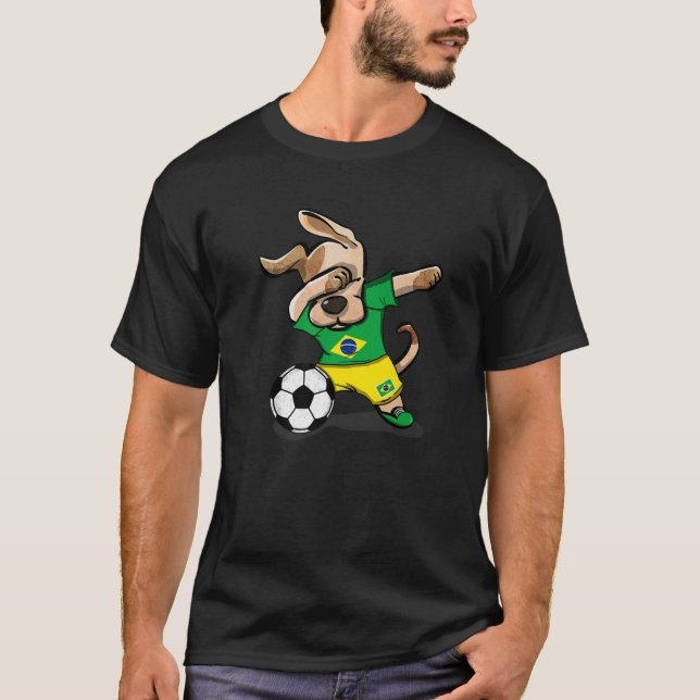 Dabbing Hund Brasilien Ocer Fläkt Jersey Brazilian T Shirt (Framsida)