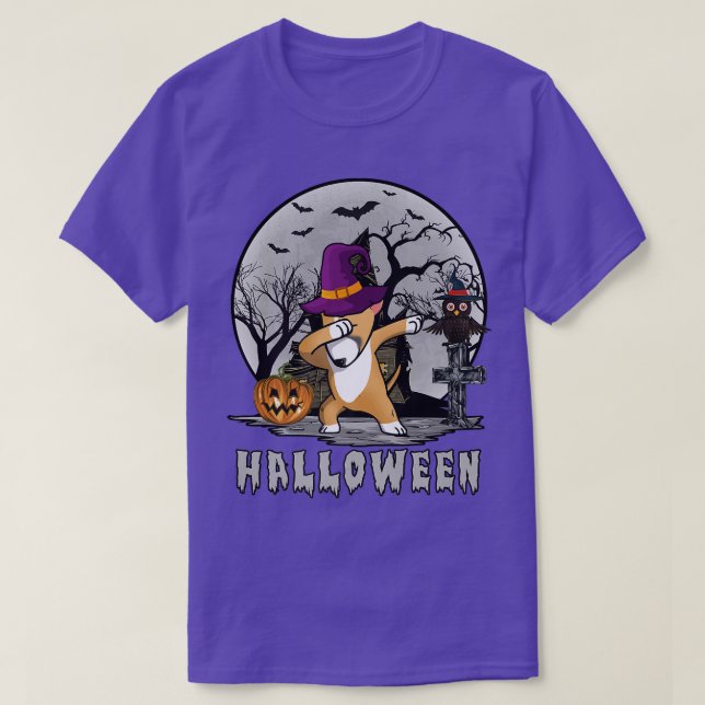 Dabbing Hund Halloween Bull Terrier Dab Hat Witch  T Shirt (Design framsida)