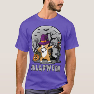 Dabbing Hund Halloween Bull Terrier Dab Hat Witch  T Shirt