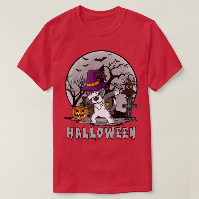 Dabbing Hund Halloween Gräns Collie Dab Hat Witch  T Shirt (Design framsida)