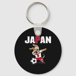 Dabbing Hund Japan Fotbollsfans Jersey Japansk Fla Nyckelring