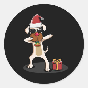 Dabbing Hund Jultomten Merry Funny Gift Idea Runt Klistermärke