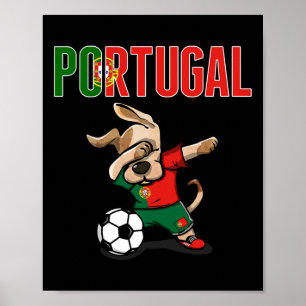 Dabbing Hund Portugal Fotbollsfans Tröja Portugisi Poster
