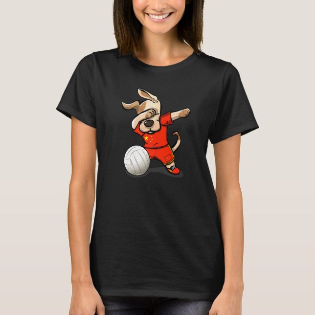 Dabbing Hund Proud China Volleyball Fläkt Jersey C T Shirt (Framsida)