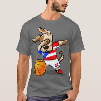 Dabbing Hund Puerto Rico Basketball Fläkt Jersey S T Shirt