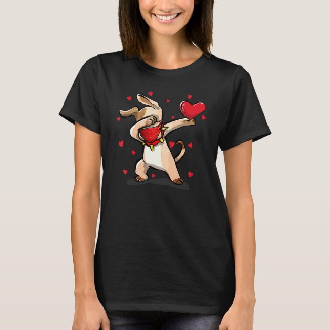 Dabbing Hund Wears Ansikte Mask Dab Dance Funny Va T Shirt (Framsida)