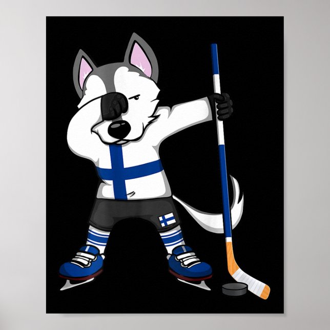 Dabbing Husky Finland Ice Hockey Lovers Jersey Win Poster (Framsidan)