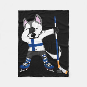 Dabbing Husky Finland Ishockeyälskare Tröja Vinn Fleecefilt