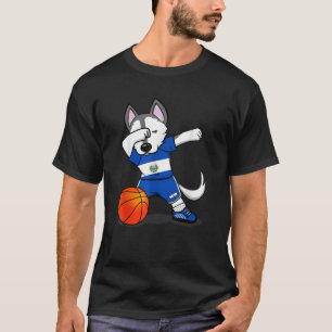 Dabbing Husky Hund El Salvador Basketball Fläkt Je T Shirt