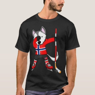 Dabbing Husky Norge Ice Hockey Fläkt Jersey Winte T Shirt