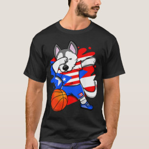 Dabbing Husky Puerto Rico Basketball Fläkt Jersey  T Shirt
