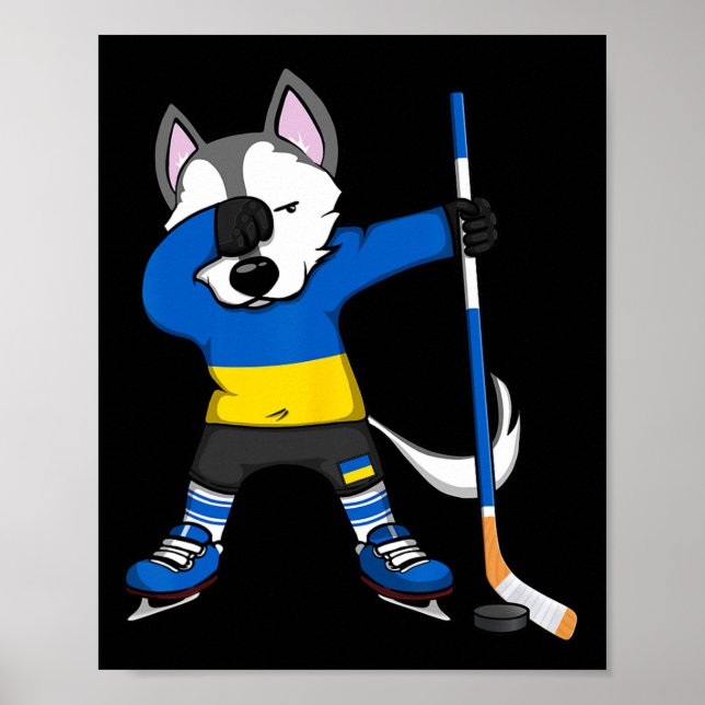Dabbing Husky Ukraina Ishockeyfans Tröja Vinter Poster (Framsidan)