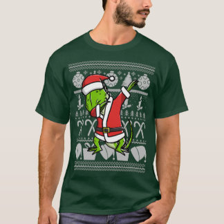 Dabbing Iguana Ugly jul Sweater Graphic T Shirt