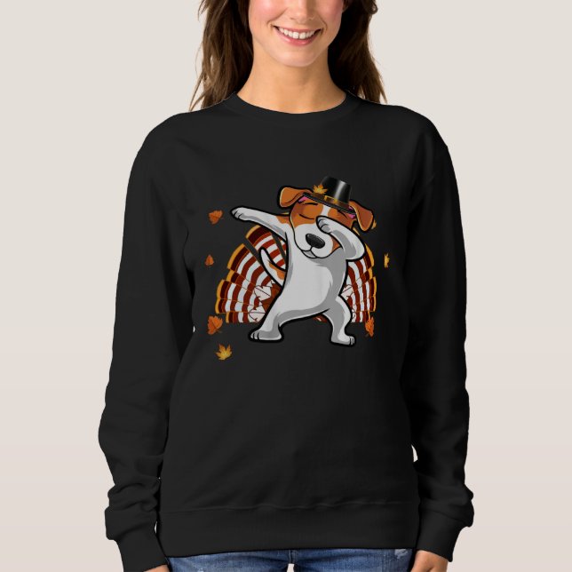Dabbing Jack Russell Thanksgiving Day Dog Pilgrim  T Shirt (Framsida)