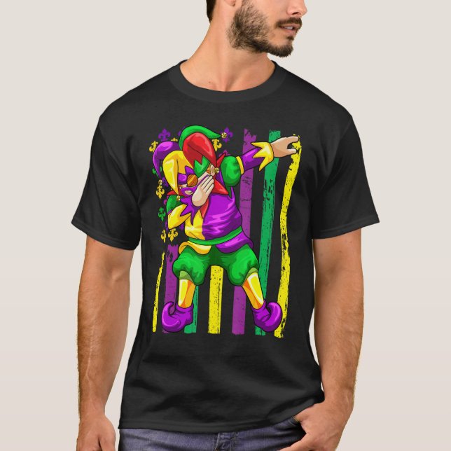 Dabbing Joker Mardi Gras Funny Carnival Dab Festiv T Shirt (Framsida)