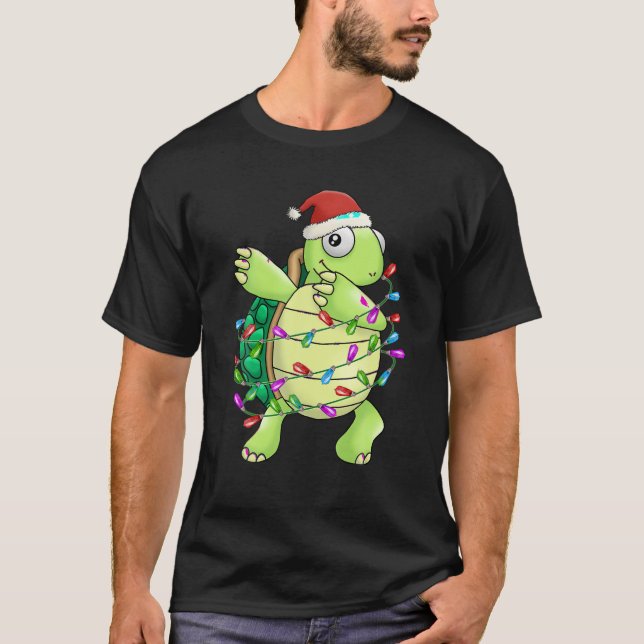 Dabbing jul Turtle Dabbing w Santa Hat Julafton T Shirt (Framsida)