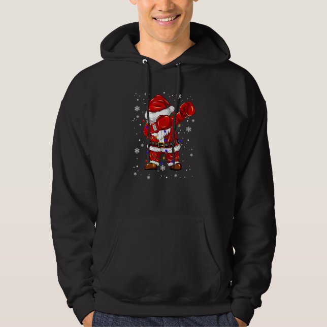 Dabbing Jultomten Funny Boxing Boxer jul Hoodie (Framsida)