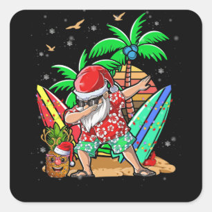 Dabbing jultomten i juli Kids Hawaiian Fyrkantigt Klistermärke