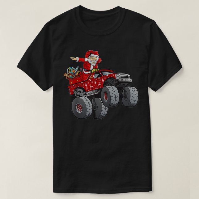 Dabbing Jultomten Riding Monster Lastbil Boys Kids T Shirt (Design framsida)