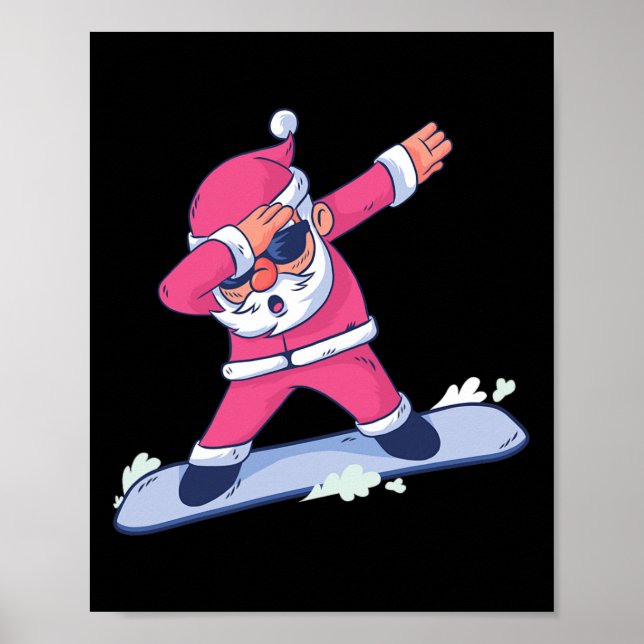 Dabbing Jultomten Snowboarding Gift for Boys Kid Poster (Framsidan)