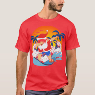 Dabbing Jultomten Surfing Funny Hawaiian Christm T Shirt