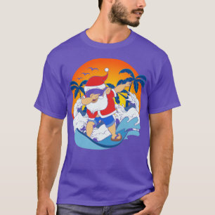 Dabbing Jultomten Surfing Funny Hawaiian Christm T Shirt