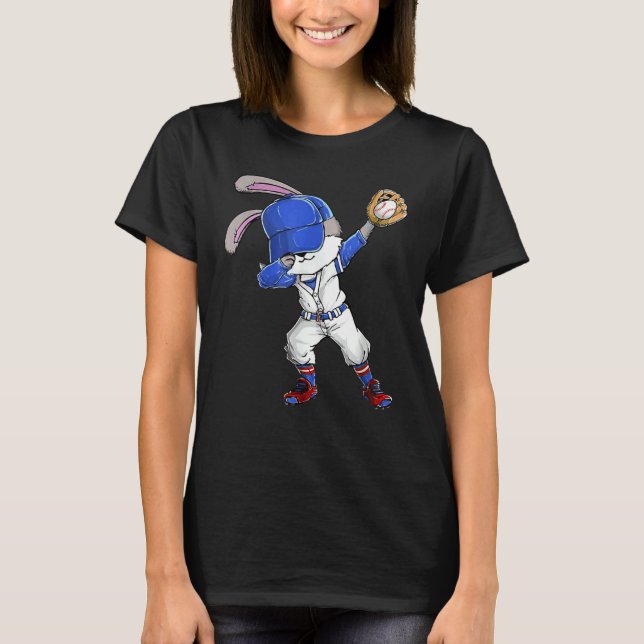 Dabbing Kanin Påskdag Baseboll Catcher Glad Påsk T Shirt (Framsida)