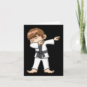 Dabbing Karate Boy Funny Martial Arts Tecknad Desi Kort